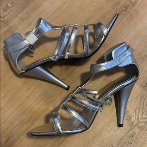 Silver Strappy Wedding Shoes